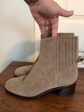 Dolce Vita Taupe Suede Ankle Booties
